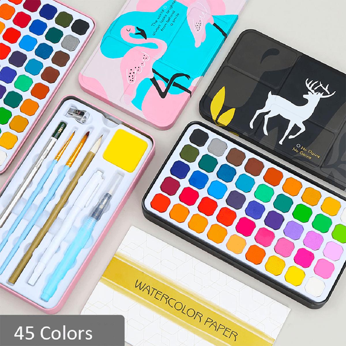 Flamingo Solid Watercolor Paint Set 45 Pcs