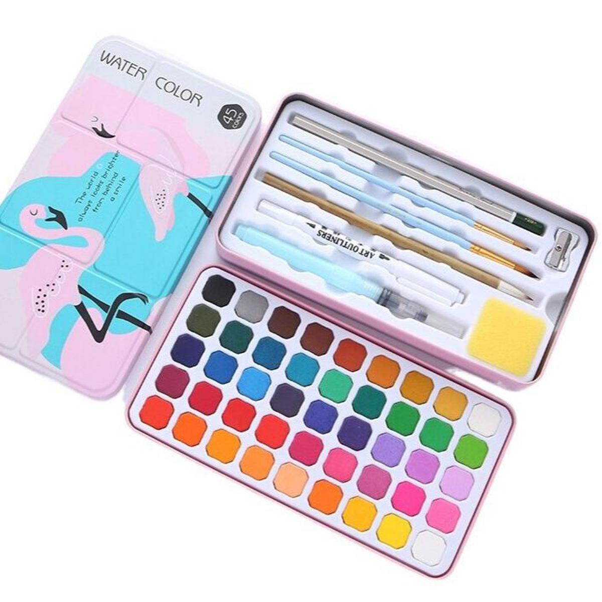 Flamingo Solid Watercolor Paint Set 45 Pcs