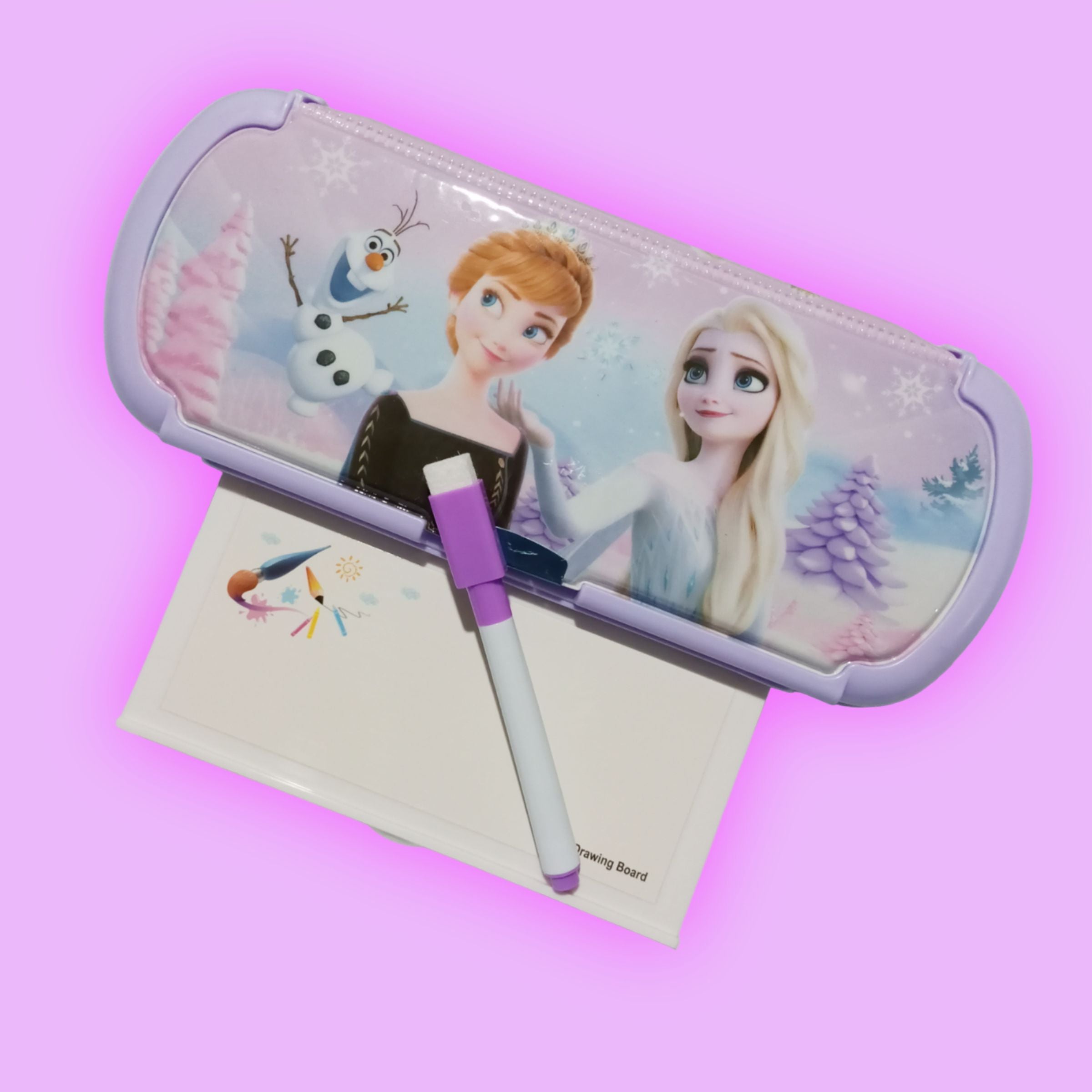 Frozen Character Pencil Box With Mini Drawing Board