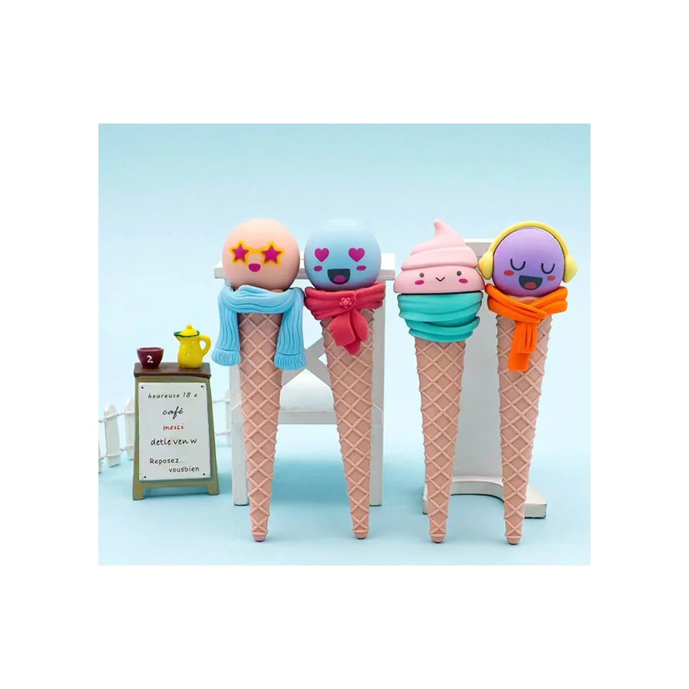 Funny Face Ice Cream Cone Shaped Eraser for Kids