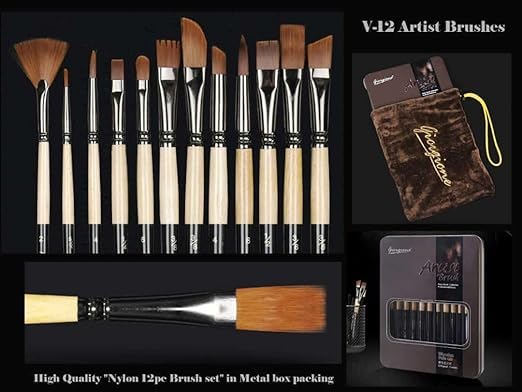 Giorgione Professional Mix Paint Brush Set In Tin Box 12 Piece