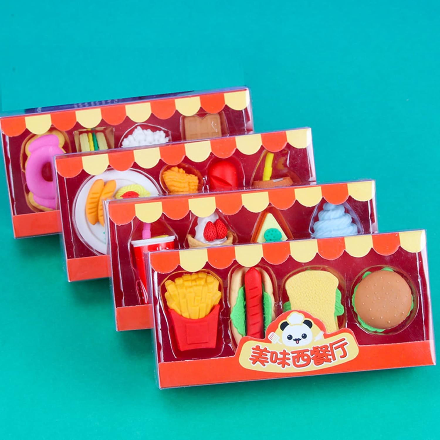 Junk Food Fancy Eraser for Kids Set of 4