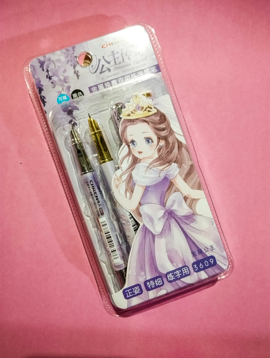 Kawaii High Quality Princess Metal Fountain Pen Set 6 In 1