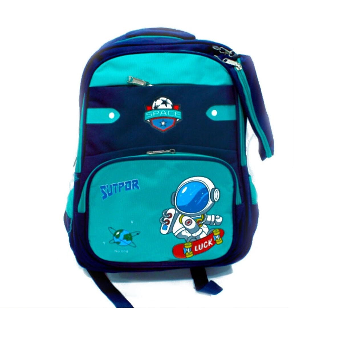 Kids Cartoon Astronaut School Bag with Pencil Pouch for Class 2 to 5
