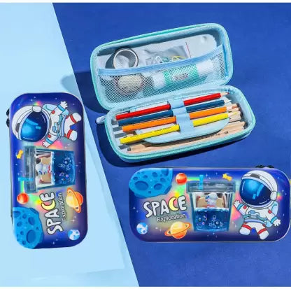 Space Exploration Luxury Glitter Water Gel Pencil Pouch for Kids