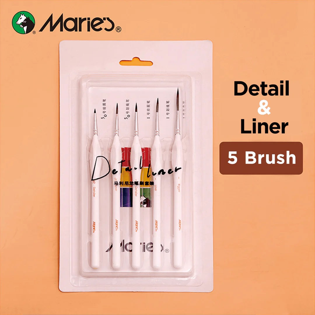 Maries Detail Liner Brush For Painting Set Of 5