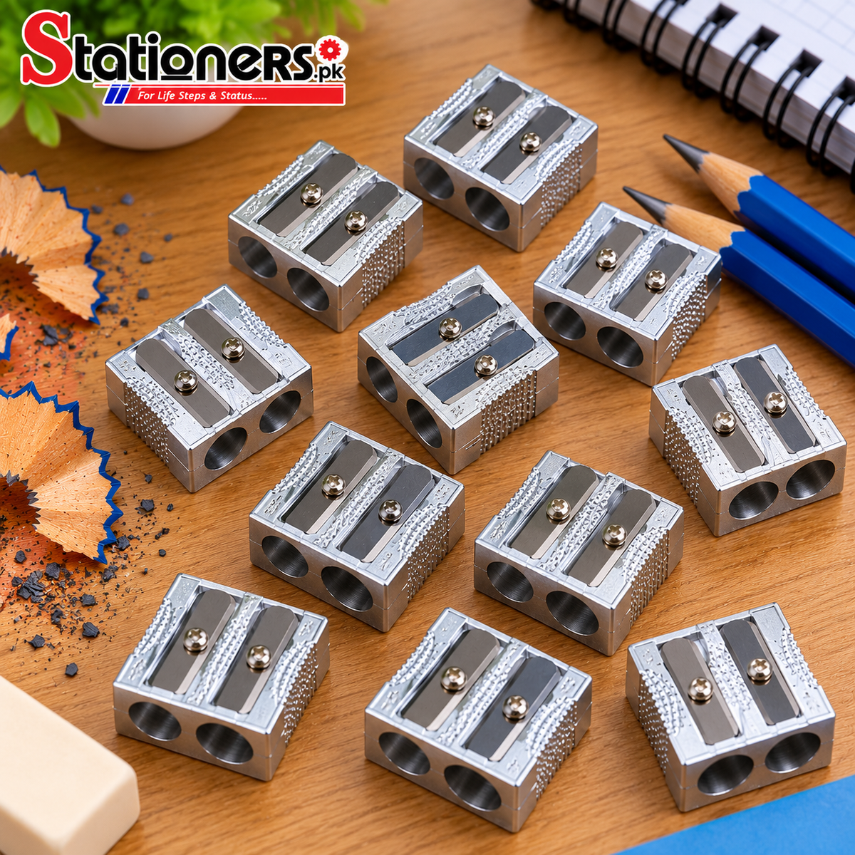 Aluminium Pencil Sharpener Single Hole & Double Hole Silver – 1 Pc