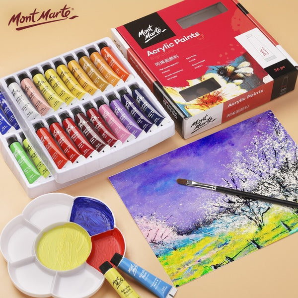 MONT MARTE Signature Gouache Paint, 24 x 0.4oz (12ml), Semi-Matte Finish,  24 Colors, Suitable for use with Canvas, Watercolor Paper, Watercolor  Paints