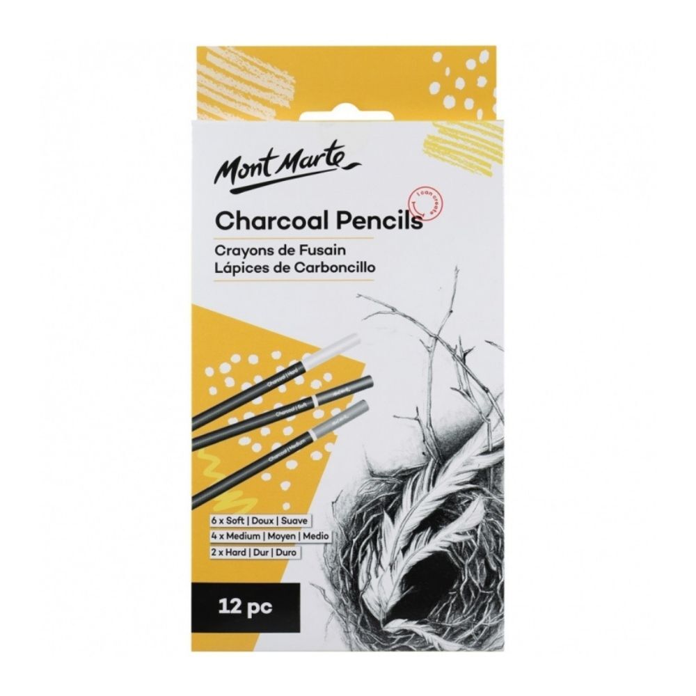 Mont Marte Charcoal Pencils Pack Of 12