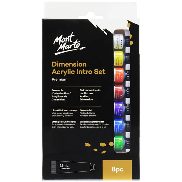 Mont Marte Dimension Acrylic Paint Intro Set Premium 8pc x 18ml