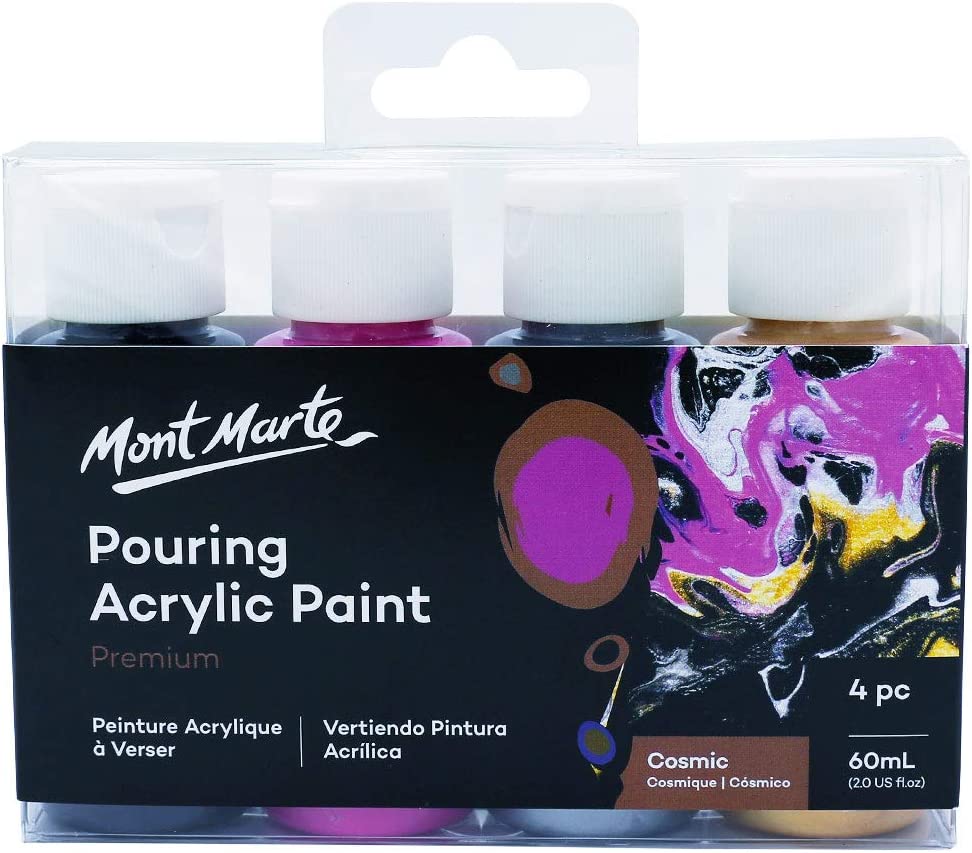 Mont Marte Pouring Acrylic Paint Set Premium 4pc x 60ml Cosmic