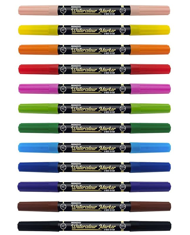 Mungyo Watercolor Twin Tip Pen set of 12 Multicolor Colors