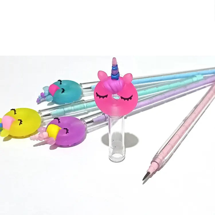 Non Sharpening Unicorn Donut Head Dice Pencils for kids