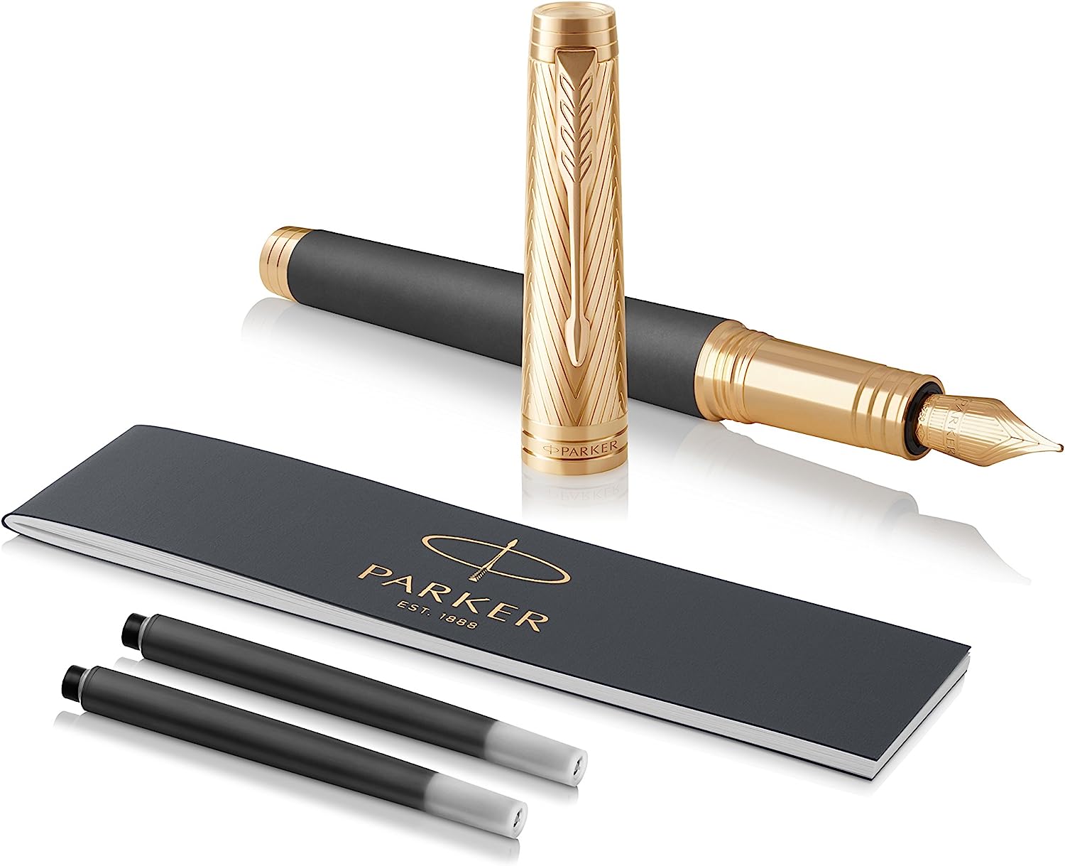 Parker Premier Custom Storm Grey Gold Trim Fountain Pen