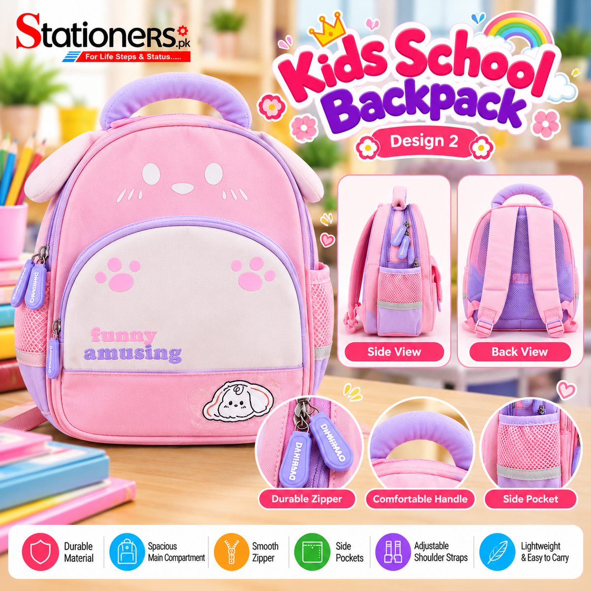 Kids School Backpack – Cute Animal Design, Lightweight Preschool & Kindergarten Bag