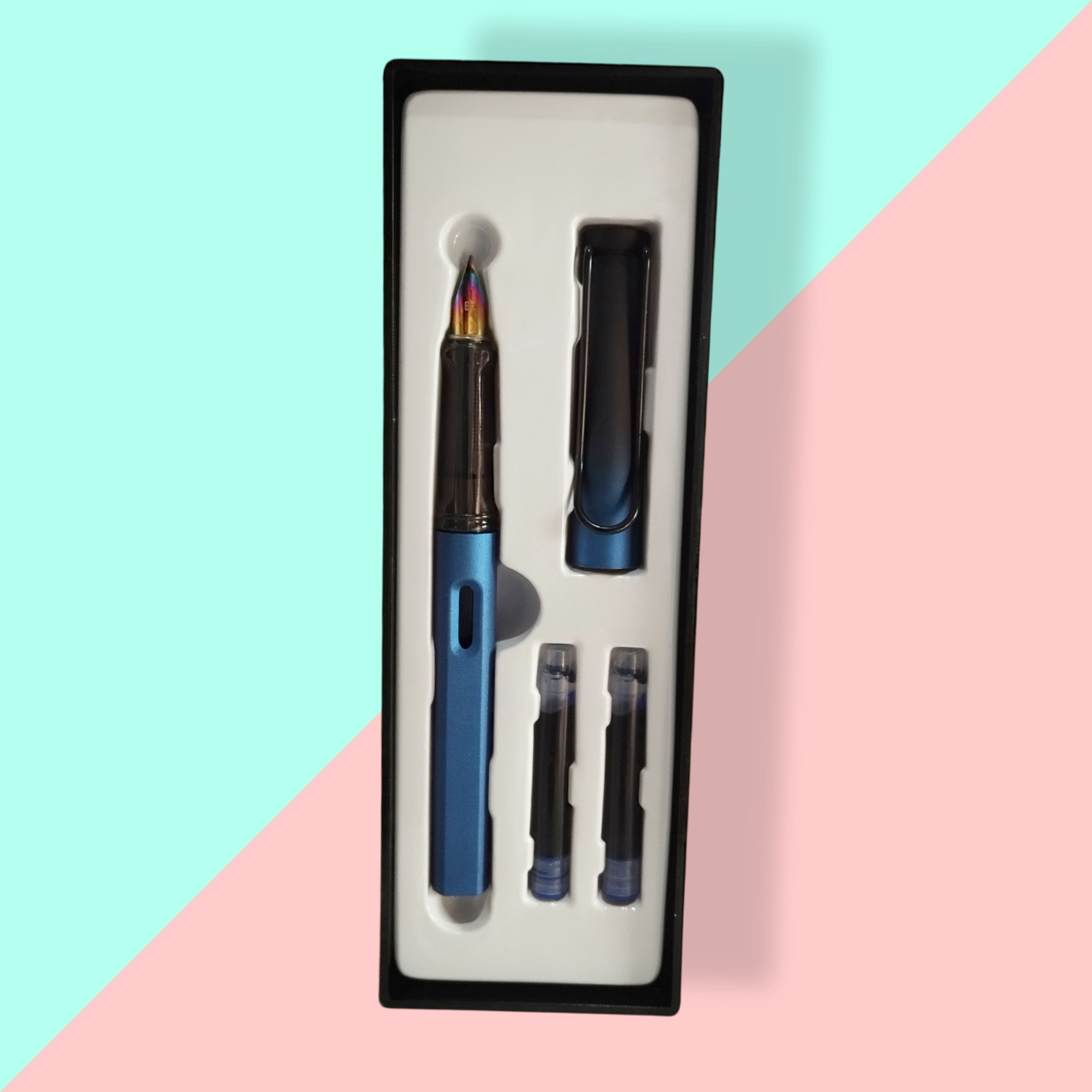 Piston-Filled Fountain Pen Fine Nib Metallic Gradient Colors