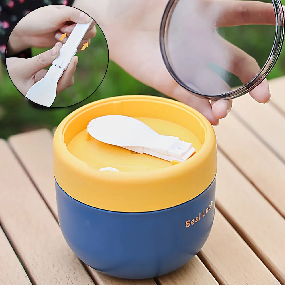 Portable Airtight Lunch Box with Foldable Spork