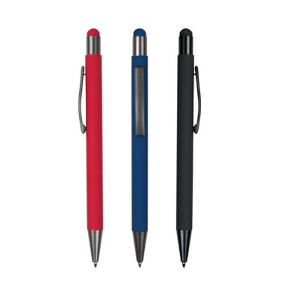 Premium Rubberized Metal Ball Pen With Stylus 1pc