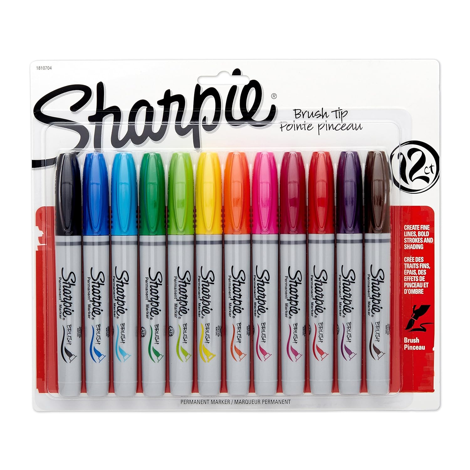Sharpie Brush Tip Permanent Markers Pack of 12 (1810704)
