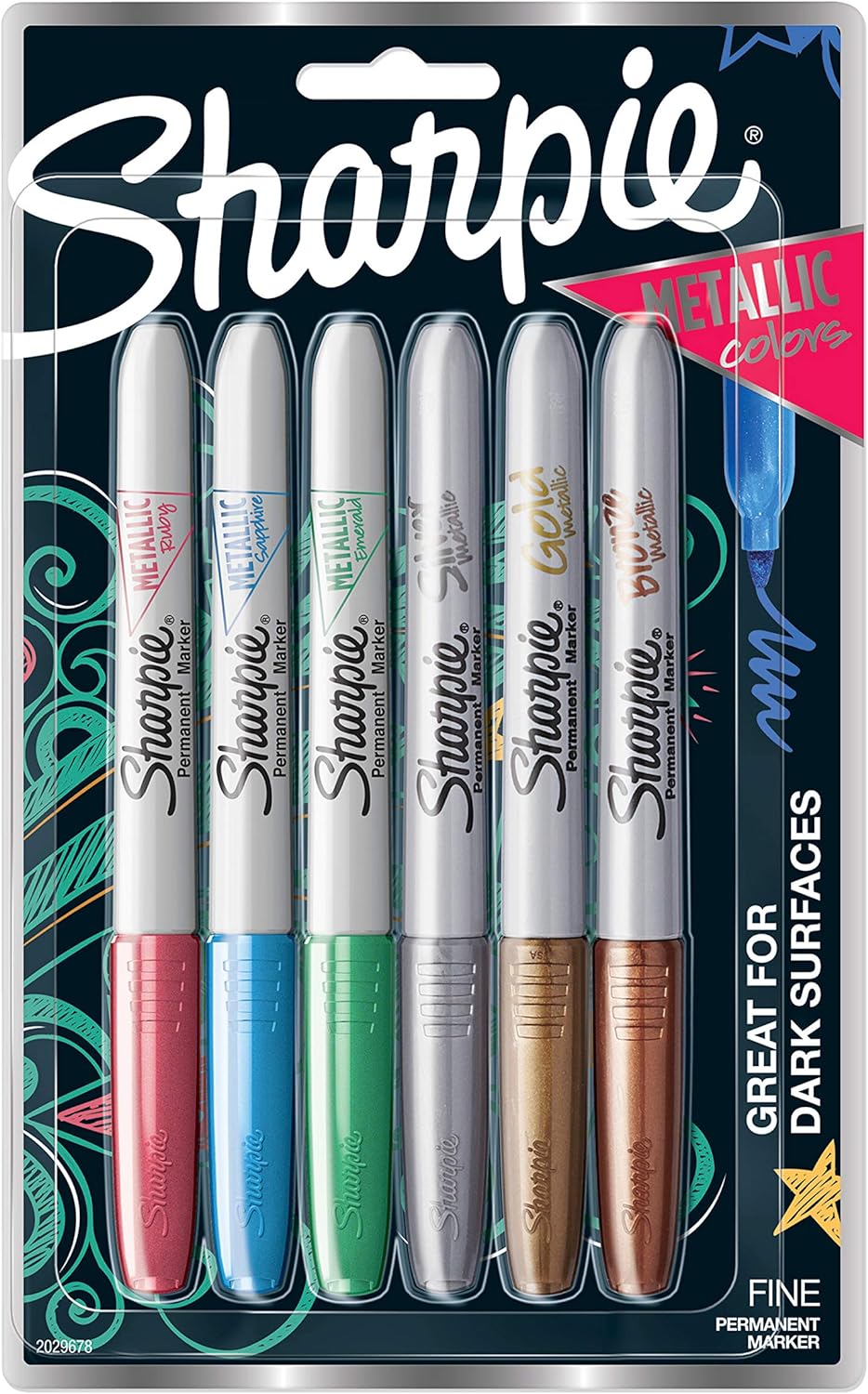 Sharpie Metallic Fine Point Permanent Markers Pack of 6 (2029678)