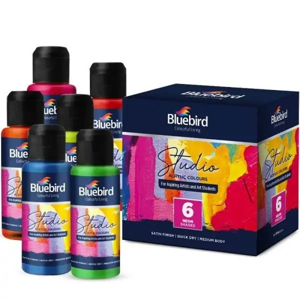 Bluebird Studio Acrylic Colours – 100 ml Set of 6