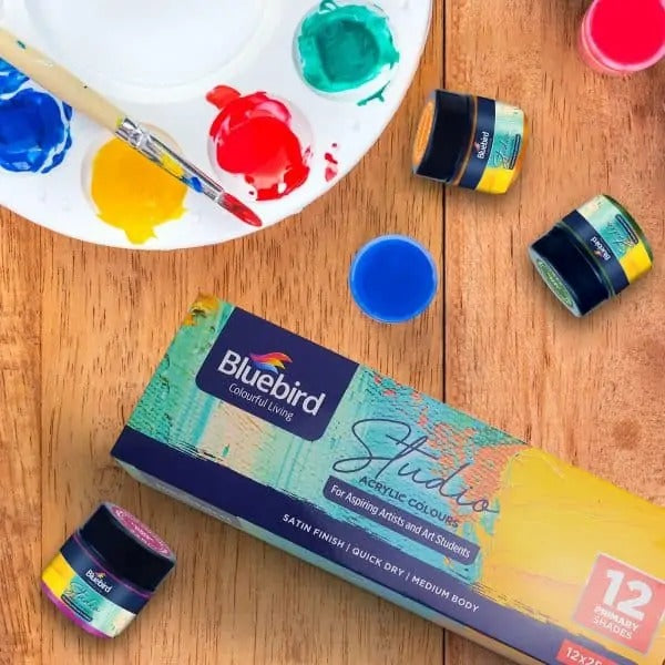 Bluebird Studio Acrylic Colours Primary Shades – 25ml Set of 12