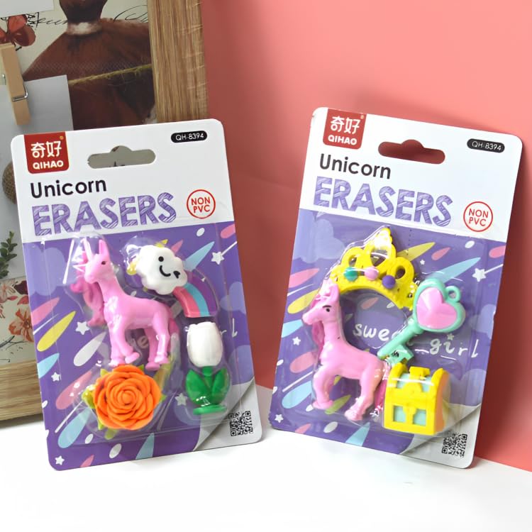 Unicorn Cartoon 3D Eraser for kids 4Pcs Set