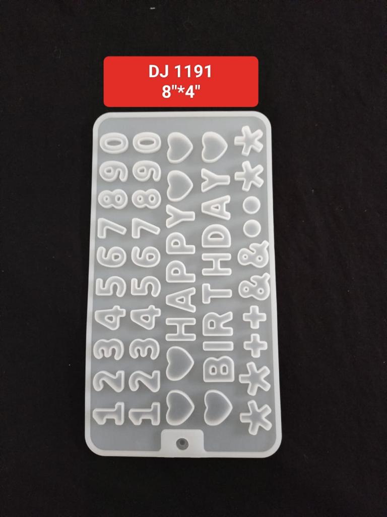 Alphabet & Number Shaped Silicone Resin Molds 8''*4''