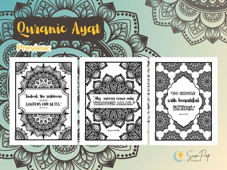 Artella Mandalas for Muslims Inspirational Coloring Pages with Islamic Phrases