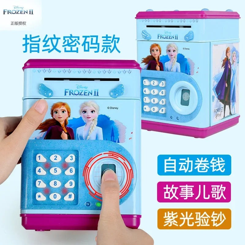 Disney girls frozen fingerprint piggy bank princess elsa password box storage tank girl safe gift toy