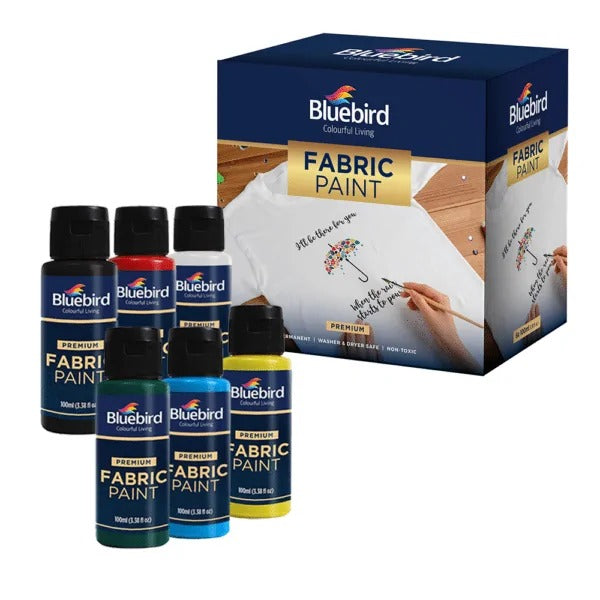  Bluebird Fabric Paints 100 ml – Set of 6 Primary