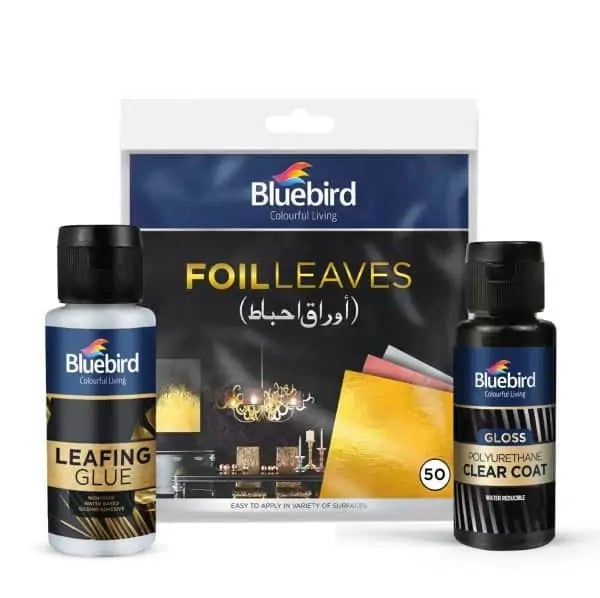 Bluebird Leafing Glue + Gold Foil Leaves + Clear Coat Bundle