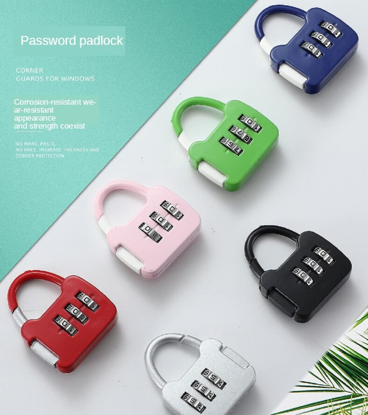 FunBlast 3-Digit Password Lock – Keyless Mini Padlock for Luggage, Travel & Briefcases 1pc