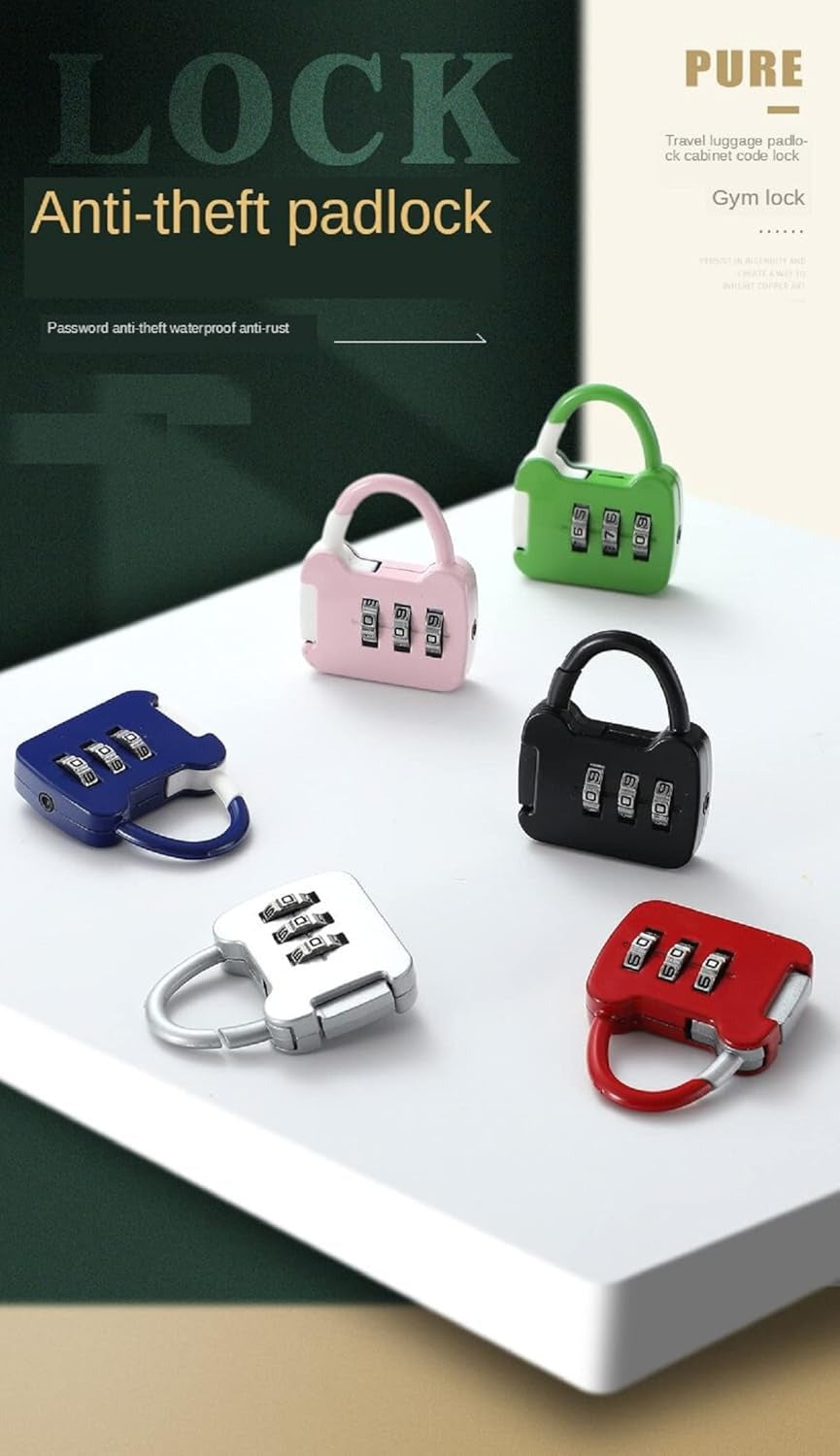 FunBlast 3-Digit Password Lock – Keyless Mini Padlock for Luggage, Travel & Briefcases 1pc