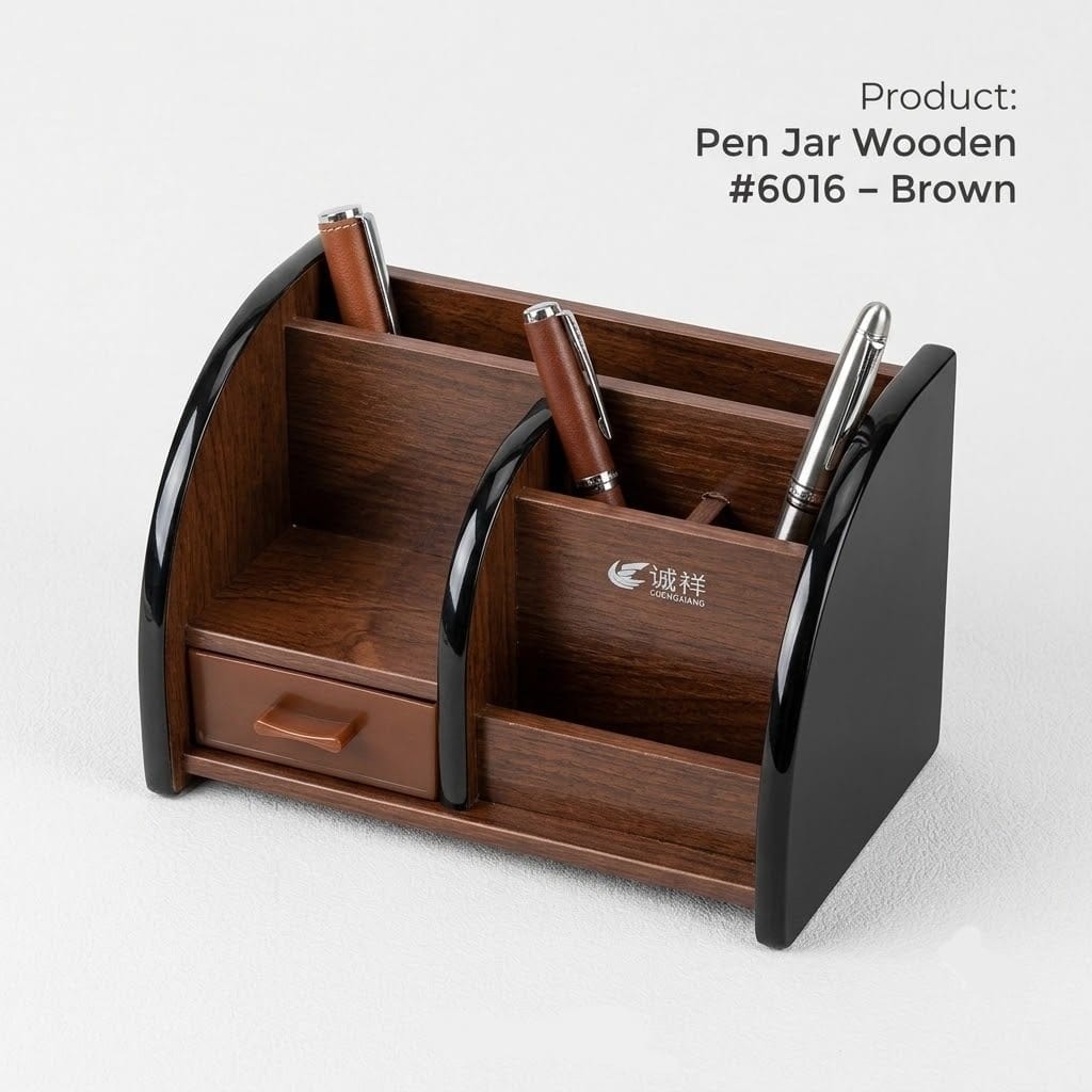 Premium Executive Wooden Desk Organizer & Pen Holder Collection