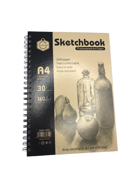 Keep Smiling Professional Spiral Hardbound Sketchbook 30 Sheets 160Gsm - A4 Size