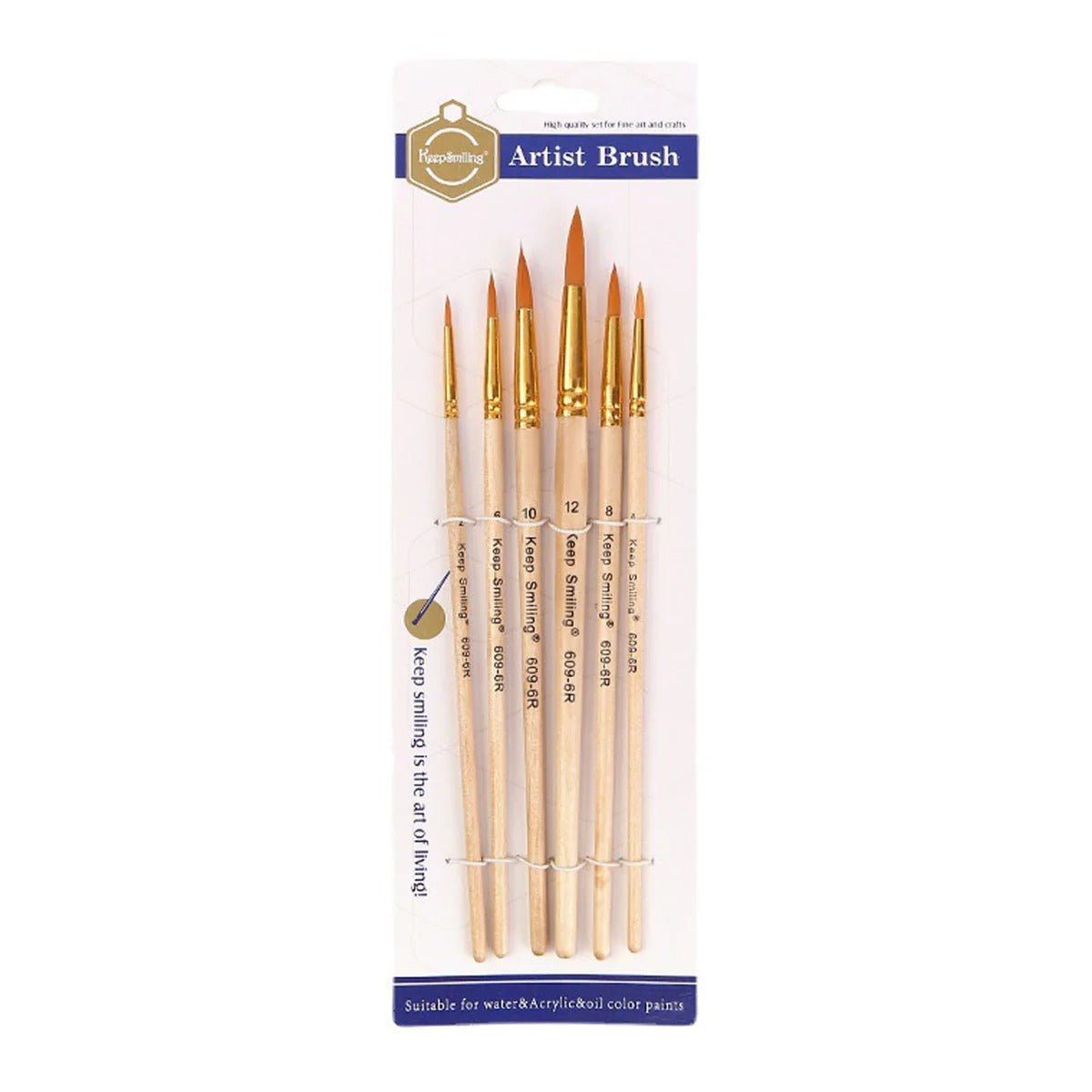 Keep Smiling Artist Brush Pack of 6