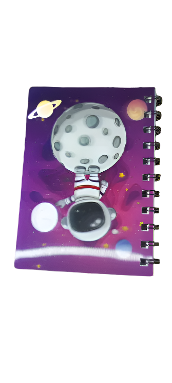 Astronaut Planet Gold Foiled Spiral Notebook 3D - Journal A6