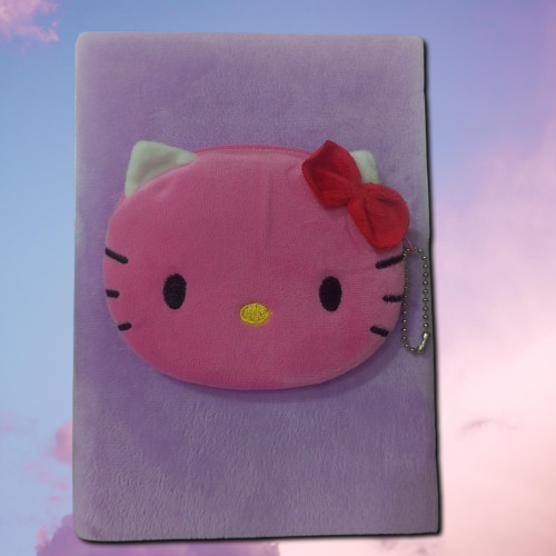 Plush Kitty Face Notebook with Zipper Pouch – Soft Cover & Adorable Design