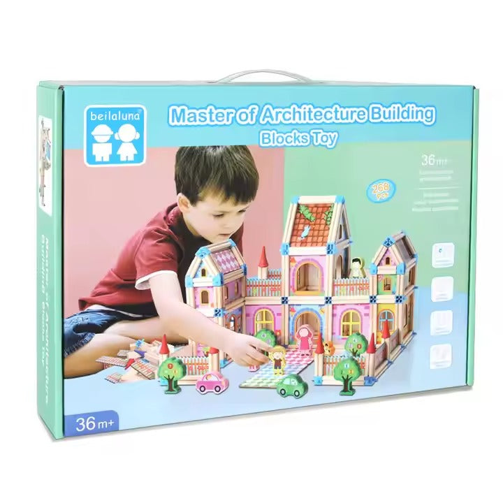 Brainbox Wooden Games Master of Architecture Building Blocks