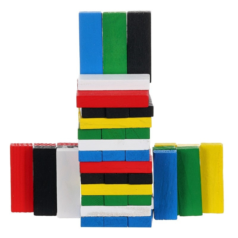 54-Piece Colorful Wooden Jenga Game – Fun, Interactive, Classic Stacking Toy for Kids' Entertainment and Skill Development