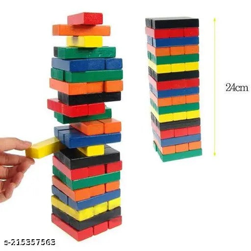 54-Piece Colorful Wooden Jenga Game – Fun, Interactive, Classic Stacking Toy for Kids' Entertainment and Skill Development