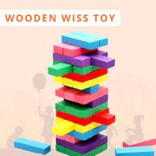 54-Piece Colorful Wooden Jenga Game – Fun, Interactive, Classic Stacking Toy for Kids' Entertainment and Skill Development