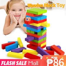 54-Piece Colorful Wooden Jenga Game – Fun, Interactive, Classic Stacking Toy for Kids' Entertainment and Skill Development