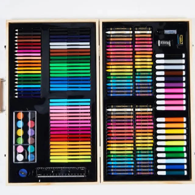 Wooden Painting Arts & Craft Drawing Color Kit 220pcs for Kids