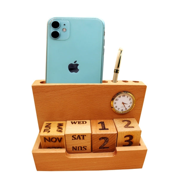 Wooden Pen Stand With Lc Calendar