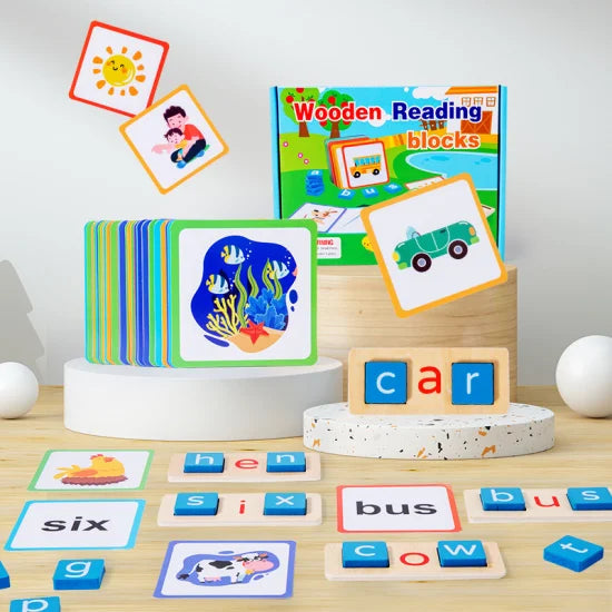 Story Reading Block Wooden Reading Blocks Educational Toy for Kids