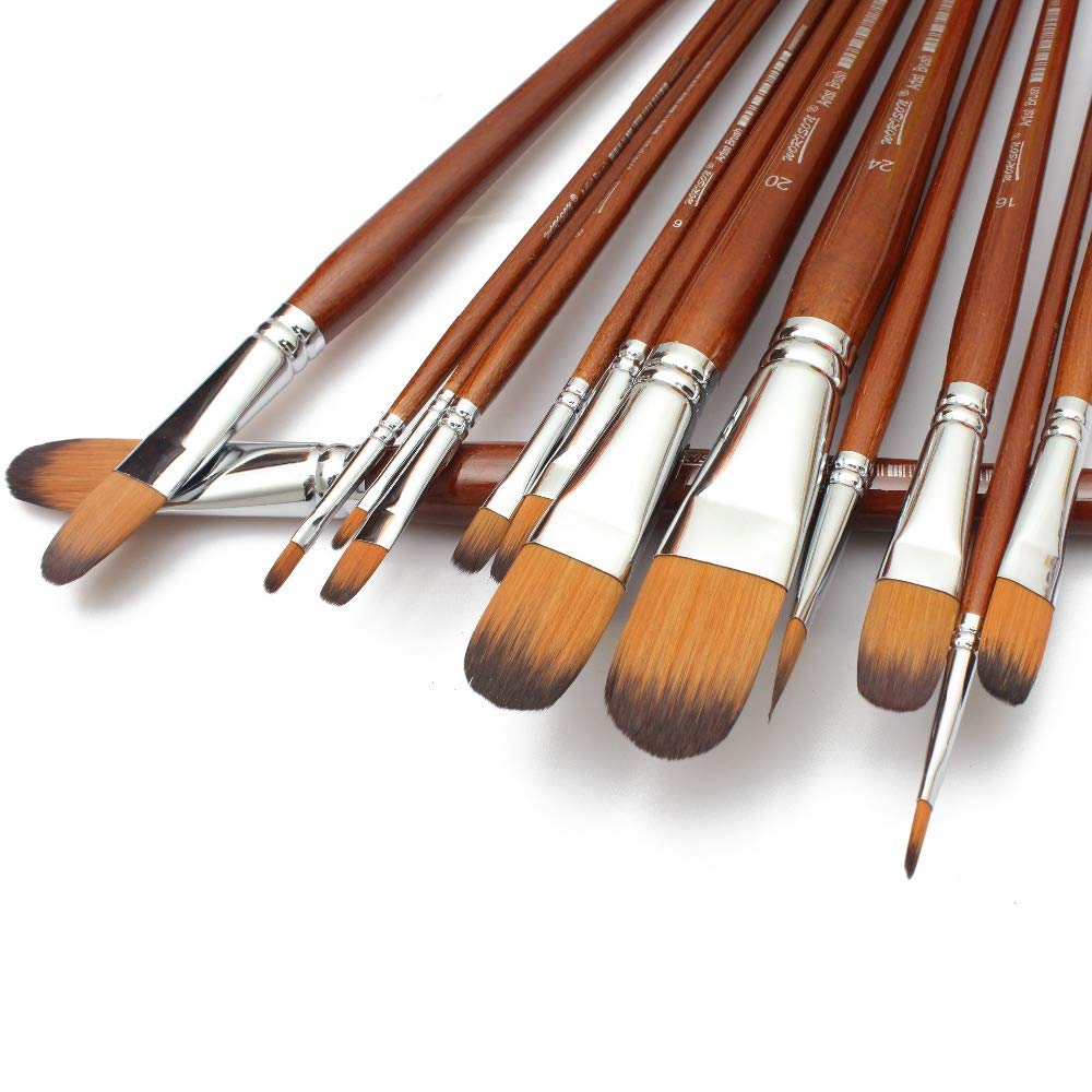 Worison Professional Synthetic Filbert Tip Paint Brushes Pack of 13