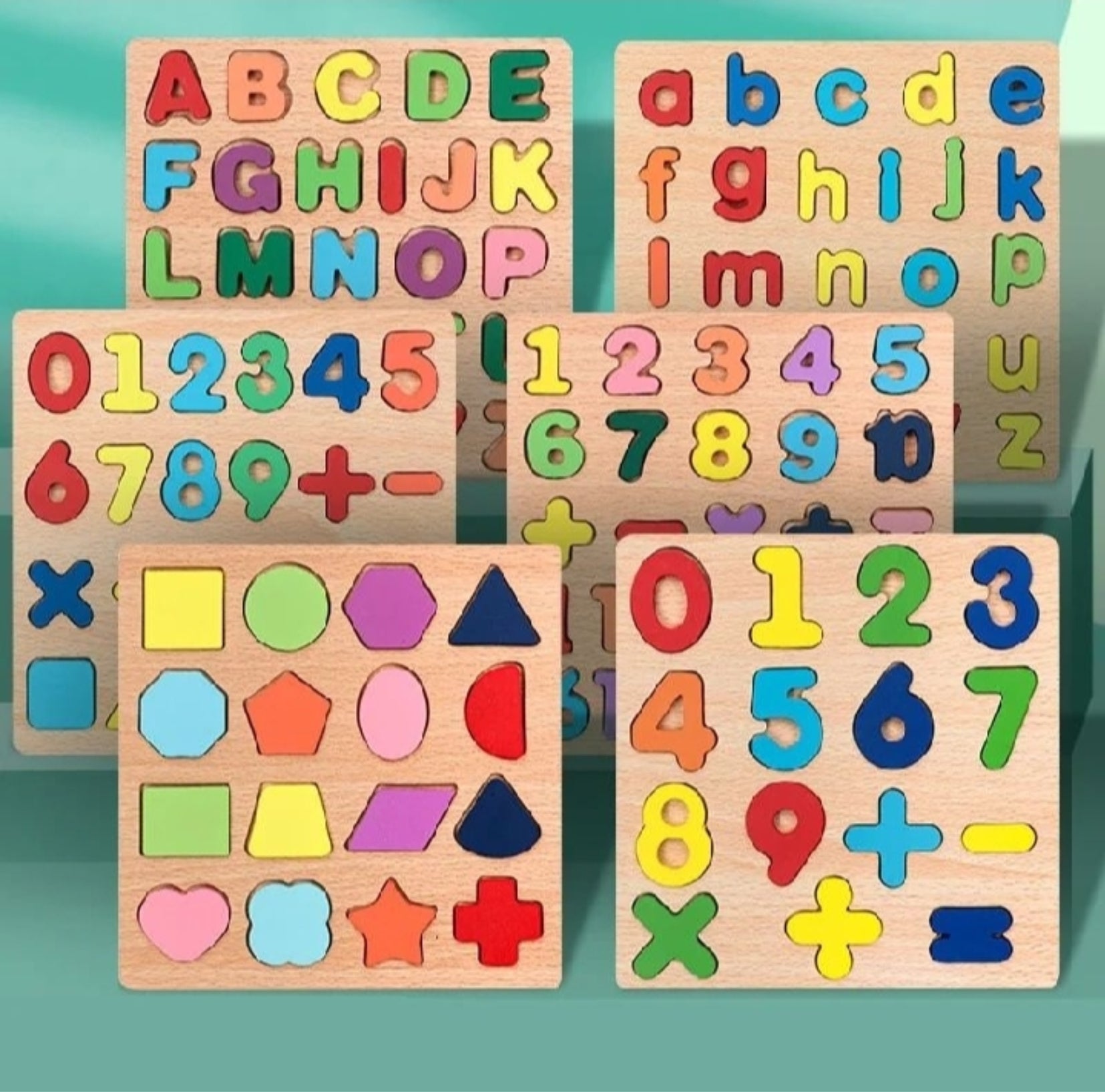 Wooden Toy 123 and Shapes  Brown Plate 1 pc