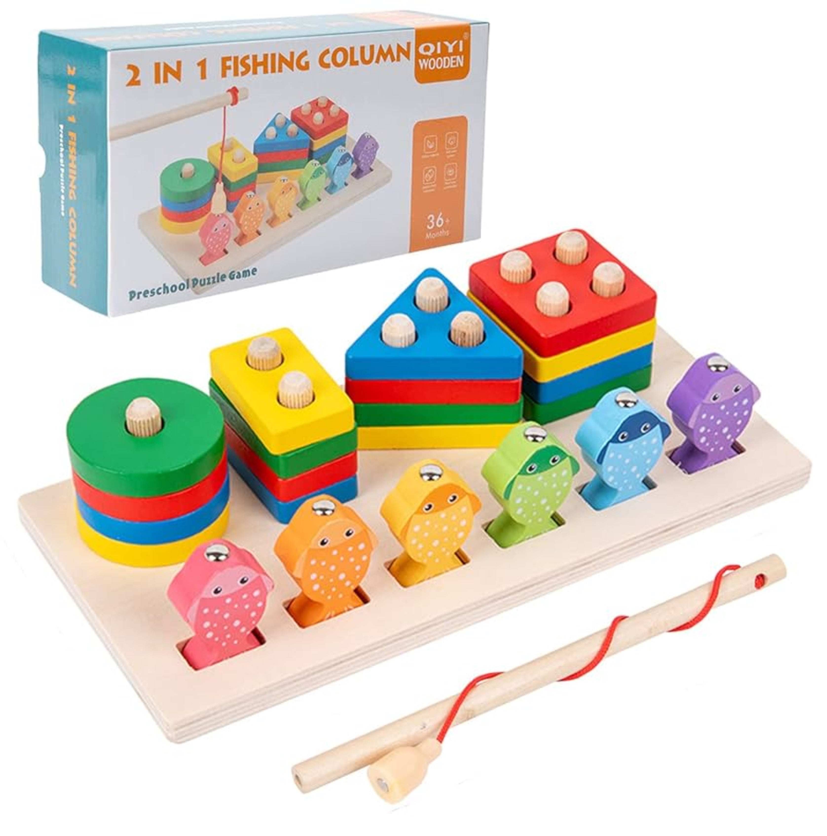 Wooden Toy Colourful 2 in 1 (With Box)